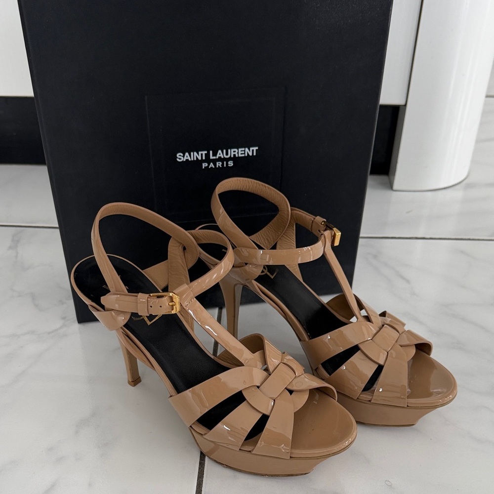 Saint Laurent Nude Strappy Heels